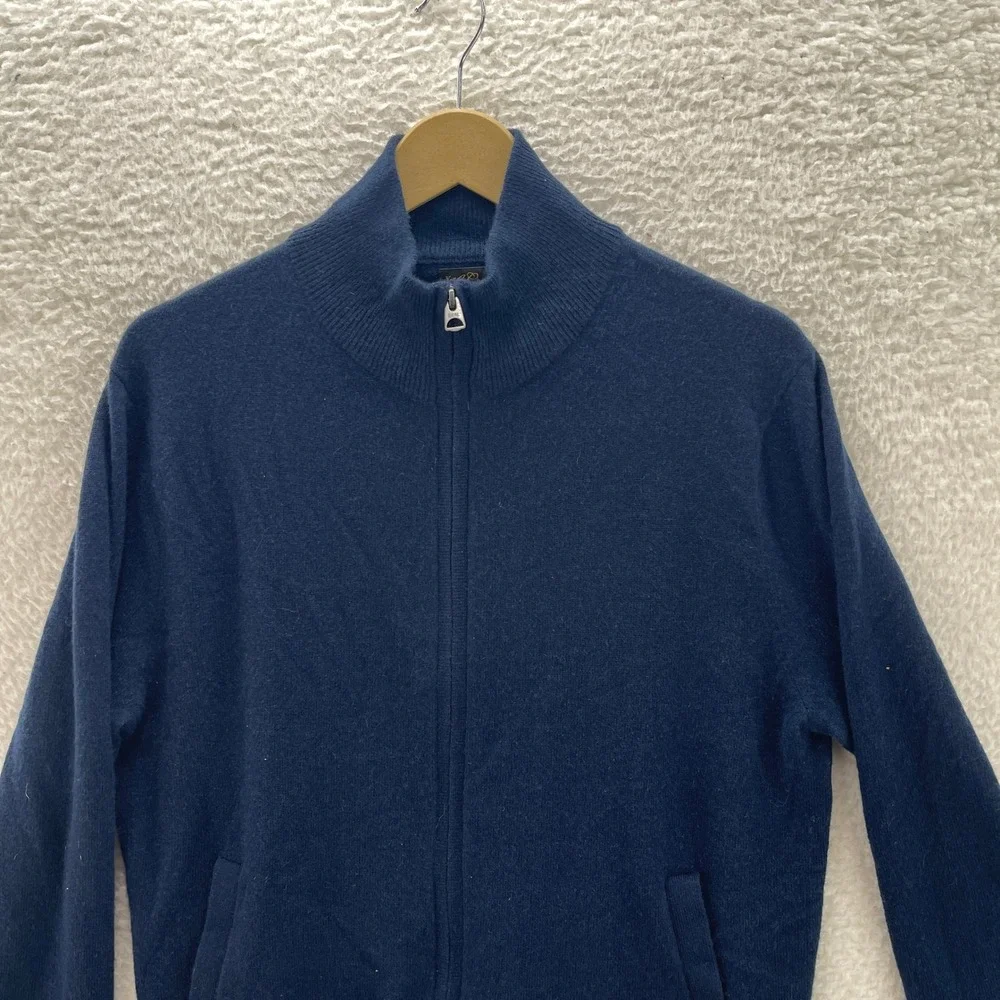J Crew Sweater Mens Medium Cashmere Full Zip Mock Neck Cardigan Preppy Old Money